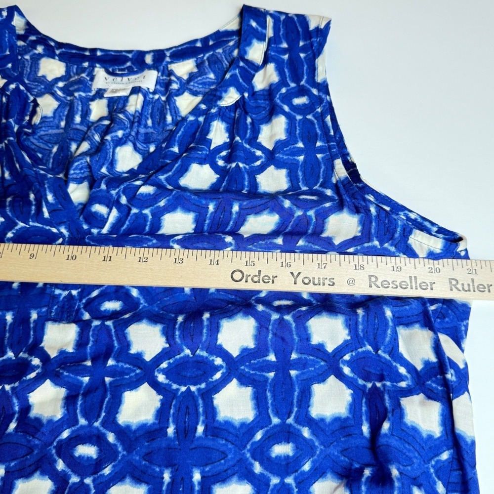 Velvet Graham & Spencer Blue White Print Sleeveless Sundress Size Medium Boho - Picture 5 of 16